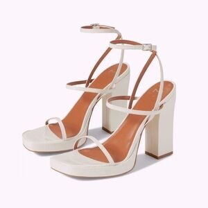 Marc Fisher Katin Platform Sandal in Croc Ivory Leather